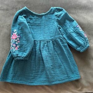 Green boho baby dress